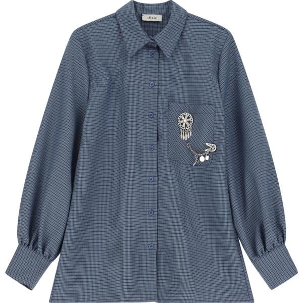 camicie Dixie blu pied de poule