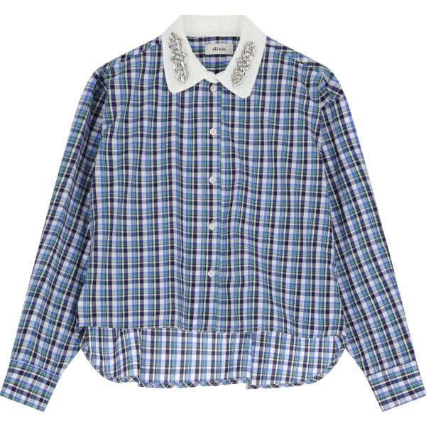 camicia da donna in blu scuro a quadri Dixie
