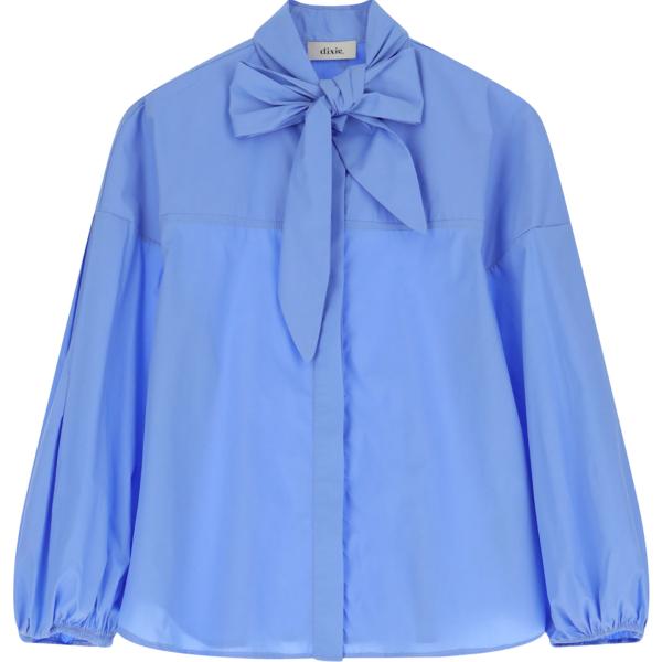 camicia da donna in azzurro con fiocco a maniche lunghe Dixie