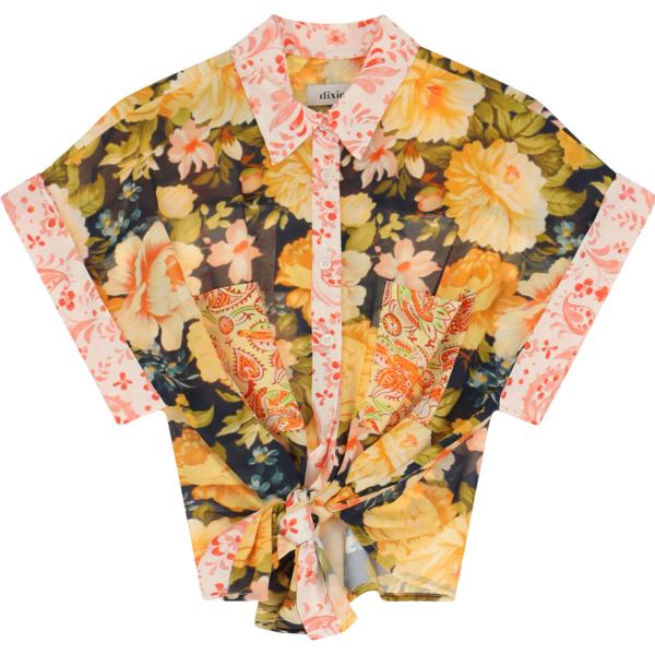 camicie a manica corta Dixie marrone con stampe