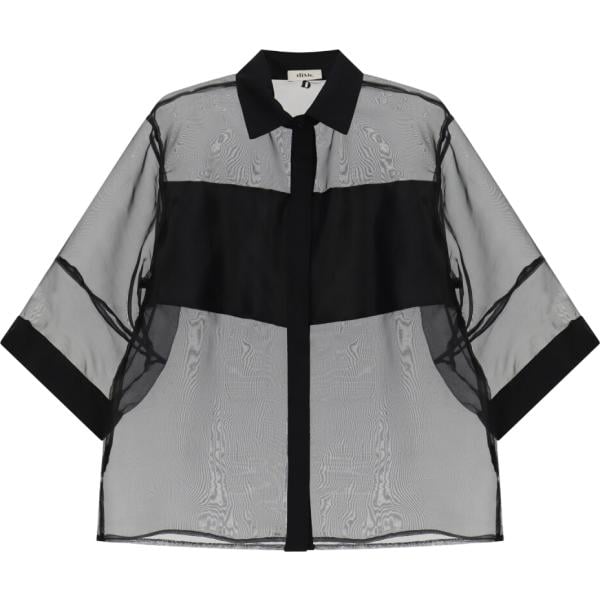 Camicia da donna boxy in grigio chiaro collo classico con bottoni Dixie