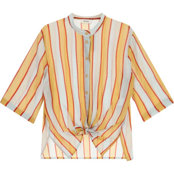 Camicia da donna in bianco avorio a righe girocollo Dixie