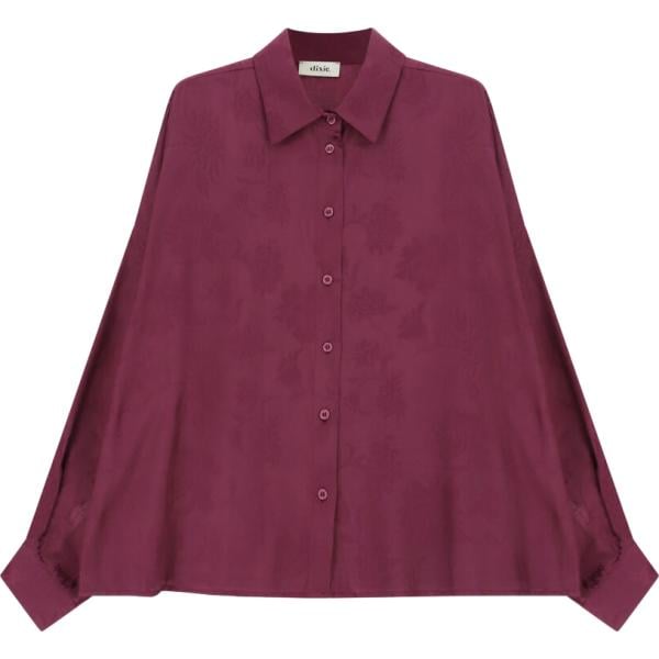 Camicia da donna in viola scuro a fiori a maniche lunghe con bottoni Dixie