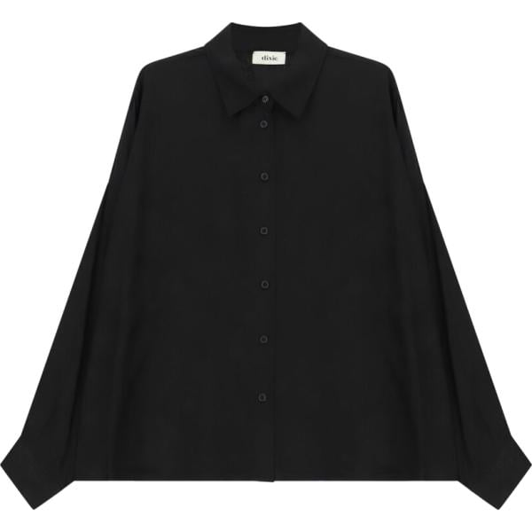 Camicia da donna in nero pece a fiori a maniche lunghe con bottoni Dixie