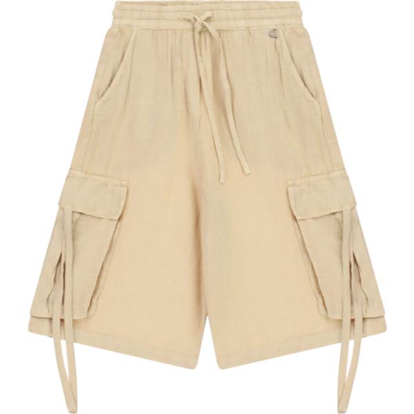 Bermuda da donna in beige sabbia a vita alta con coulisse Dixie