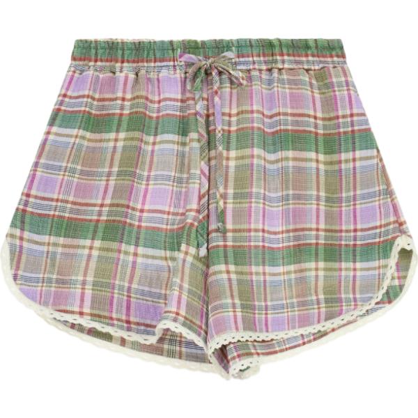 Shorts da donna a quadri con pizzo con coulisse Dixie
