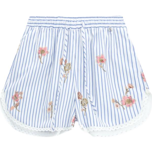 Shorts da donna in bianco neve a righe con pizzo con cintura Dixie