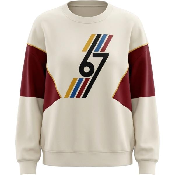 Felpa da donna in bianco avorio con stampe collo senza cappuccio a maniche lunghe Dixie