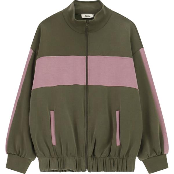 Felpa da donna in verde oliva collo senza cappuccio con zip Dixie Dixie