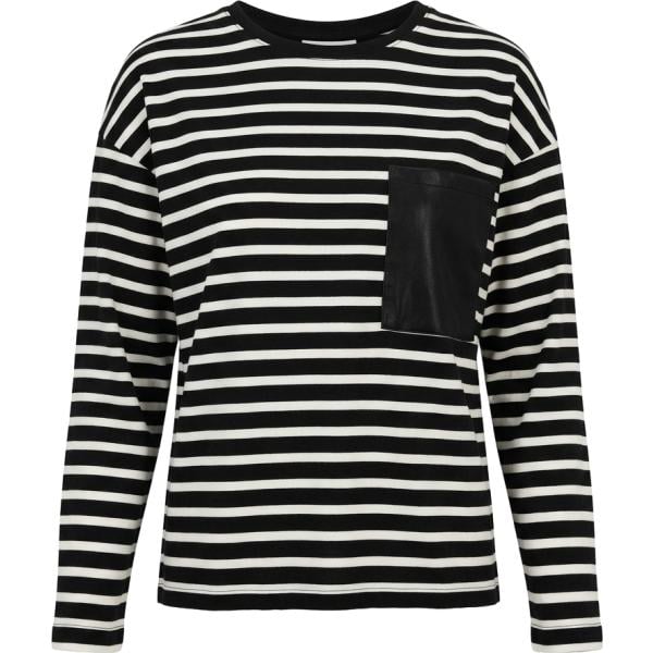 Felpa da donna in nero pece a righe collo senza cappuccio a maniche lunghe Dixie