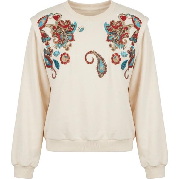 Felpa da donna in rosa chiaro con stampe collo senza cappuccio a maniche lunghe Dixie