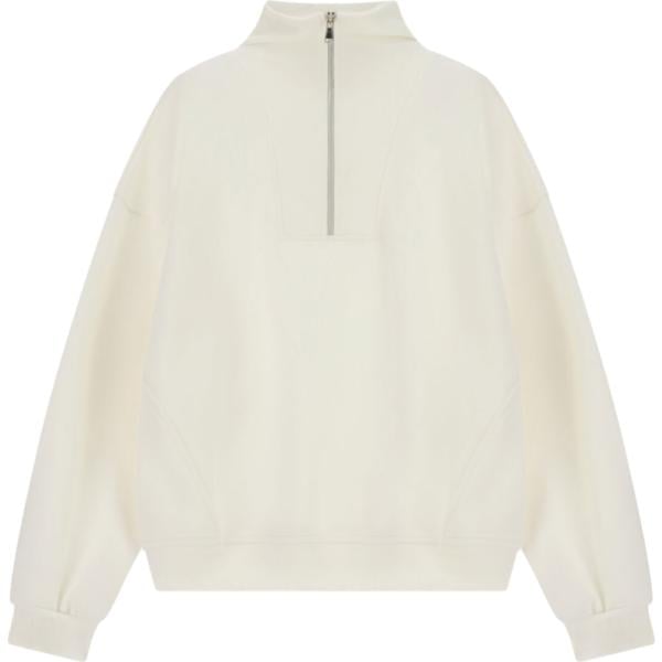 Felpa da donna in bianco avorio collo senza cappuccio con zip Dixie Dixie