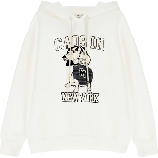 felpe con cappuccio Dixie bianco con stampe