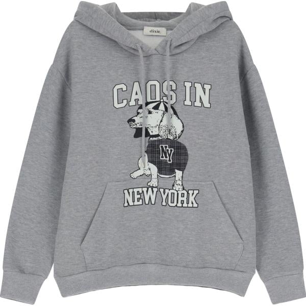 felpe con cappuccio Dixie grigio con stampe