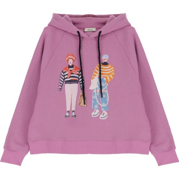 felpe con cappuccio Dixie rosa con stampe