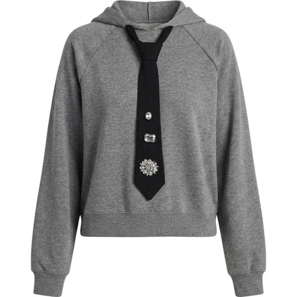 Felpa con cappuccio da donna in grigio scuro collo con cappuccio a maniche lunghe Dixie