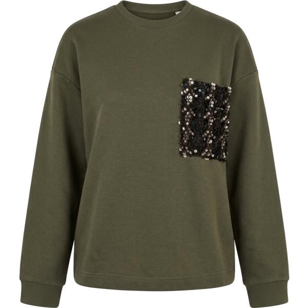 Felpa da donna in verde oliva collo senza cappuccio Dixie