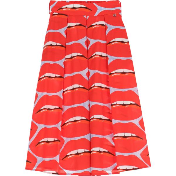 gonne longuette Dixie rosso con stampe