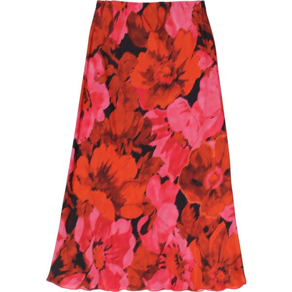 gonne longuette Dixie rosso a fiori