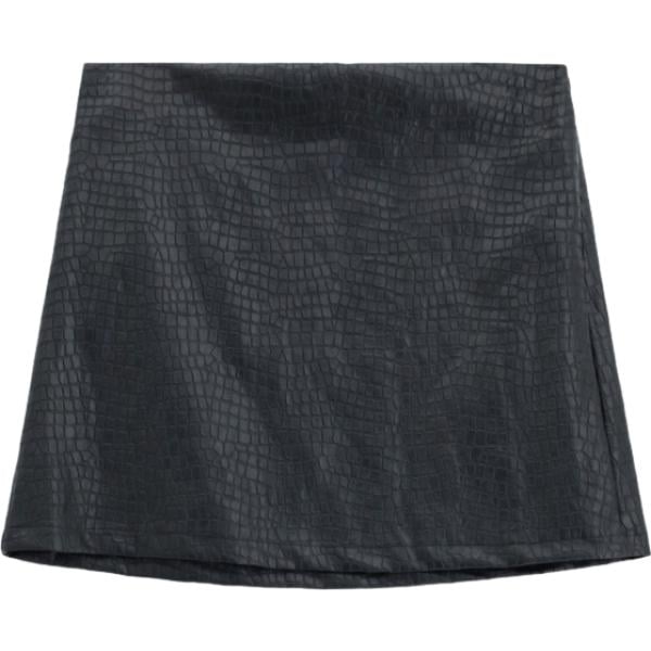 Minigonna da donna in grigio scuro con stampe corto a vita alta Dixie