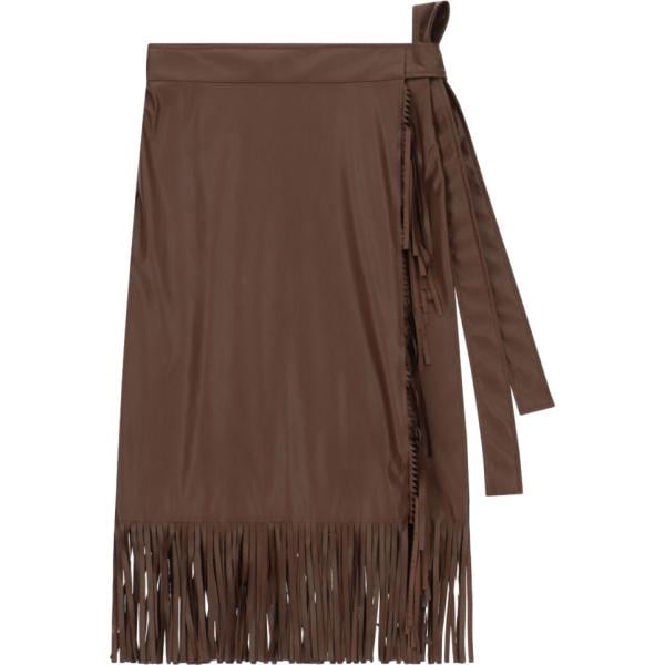 Gonna longuette da donna in marrone scuro con frange lungo Dixie Dixie