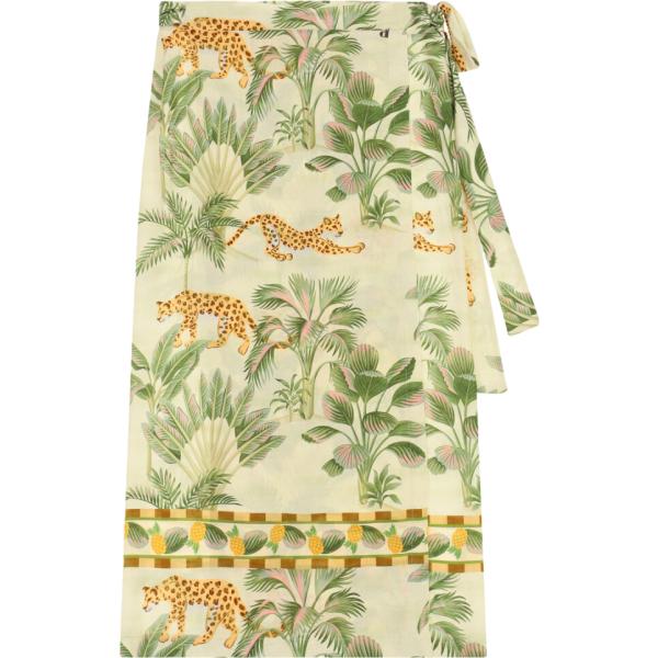 Gonna lunga da donna in beige sabbia con stampe lungo a vita alta Dixie