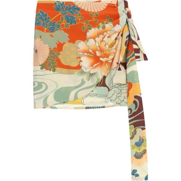 Minigonna da donna in bianco avorio con stampe corto Dixie