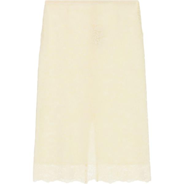 Gonna longuette da donna in giallo chiaro a fiori con pizzo con spacco a vita alta Dixie