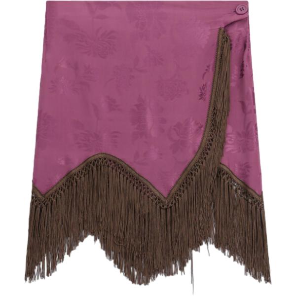 Minigonna da donna in viola chiaro con stampe con frange corto Dixie
