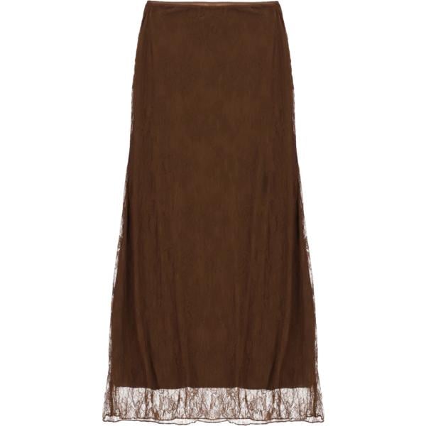 Gonna lunga da donna in marrone scuro con pizzo lungo a vita alta Dixie Dixie
