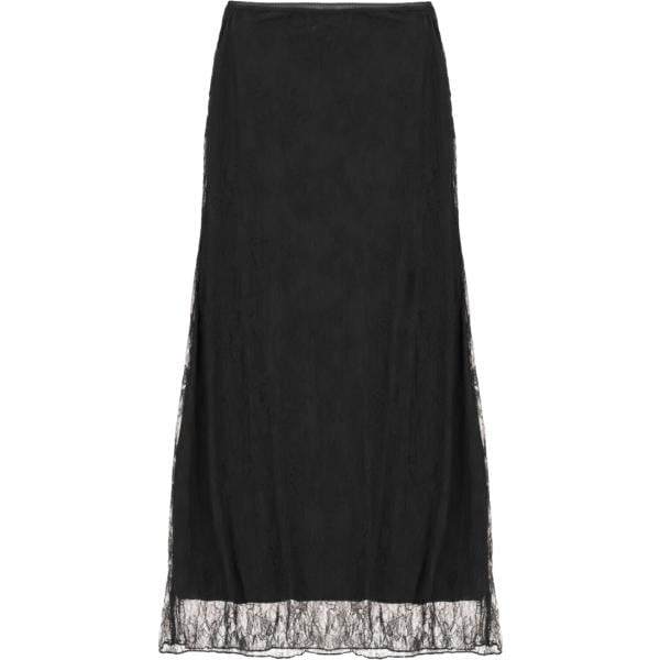 Gonna lunga da donna in nero pece con pizzo lungo a vita alta Dixie Dixie