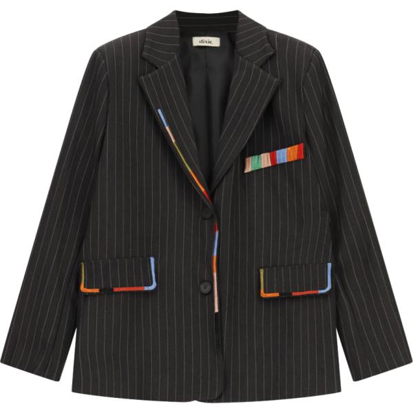 Giacca da donna in nero pece a righe monopetto Dixie