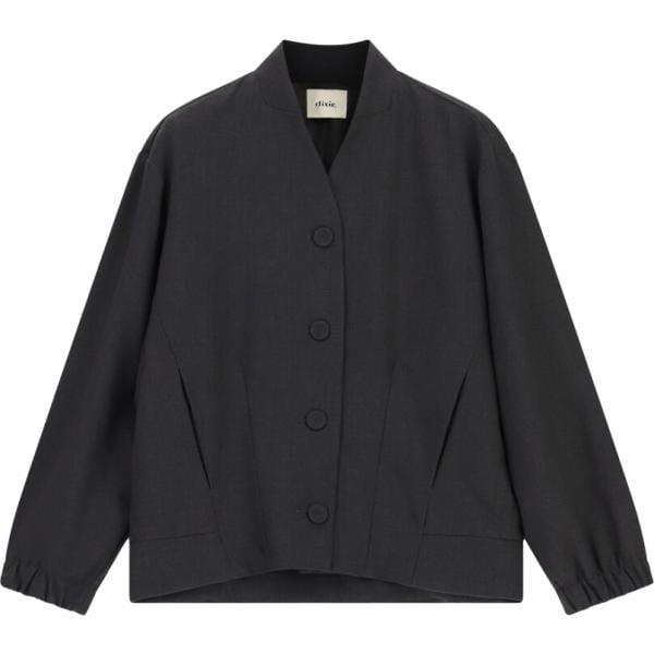 Bomber da donna in grigio scuro monopetto con bottoni Dixie