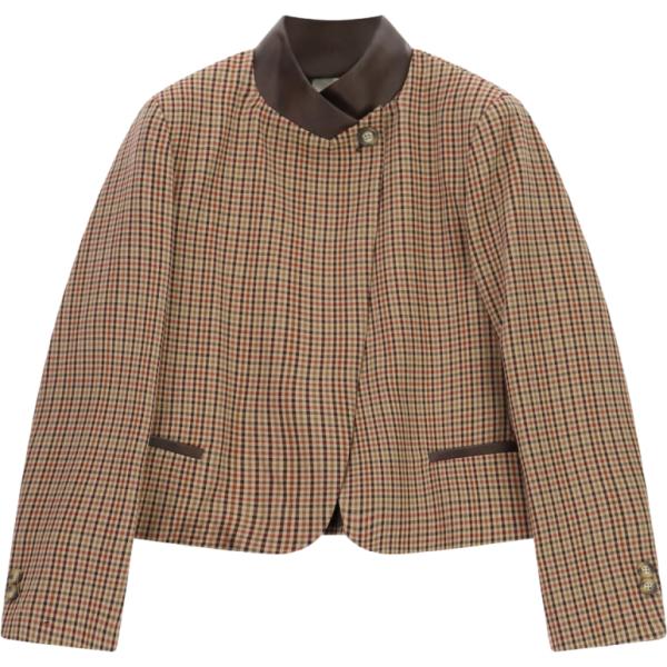Cappotto da donna in marrone chiaro a quadri corto Dixie Dixie