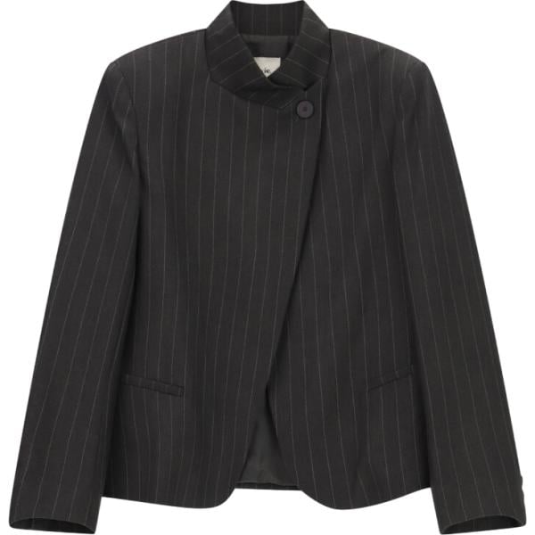 Giacca da donna in nero pece a righe collo alto completo Dixie