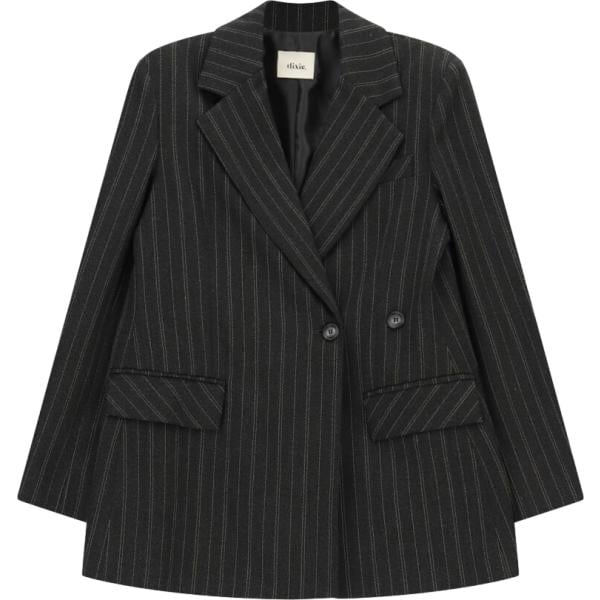 Giacca da donna in nero pece a righe con bottoni Dixie