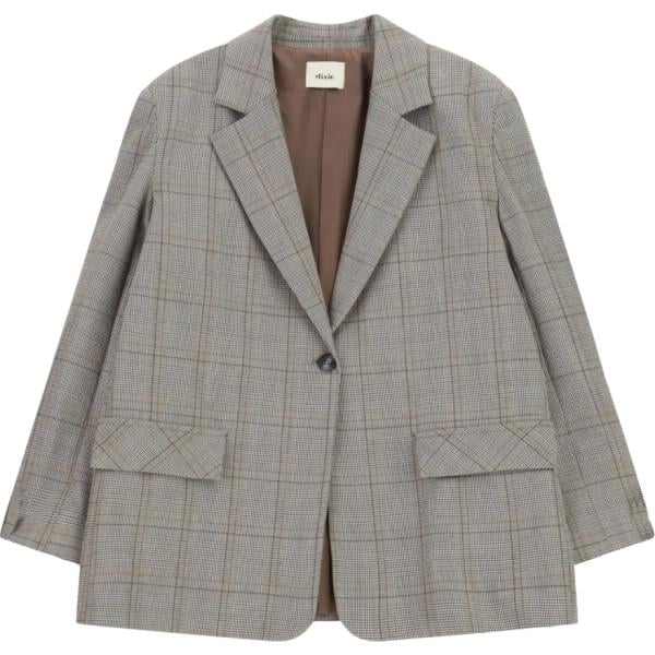 Giacca da donna in grigio chiaro a quadri con frange monopetto Dixie
