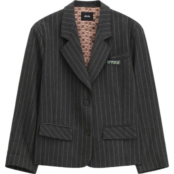 Giacca da donna in grigio scuro a righe collo con revers monopetto Dixie