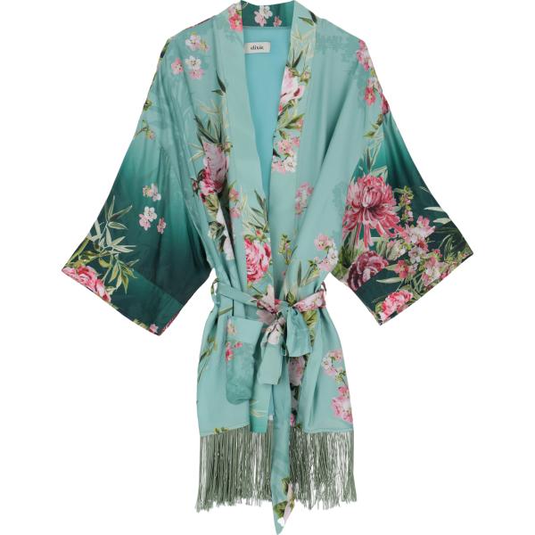 kimono Dixie verde a fiori