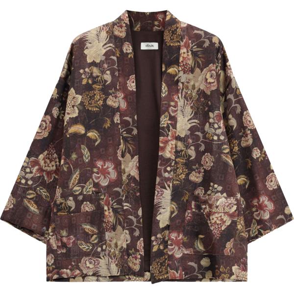 Cappotto da donna in marrone scuro a fiori corto Dixie