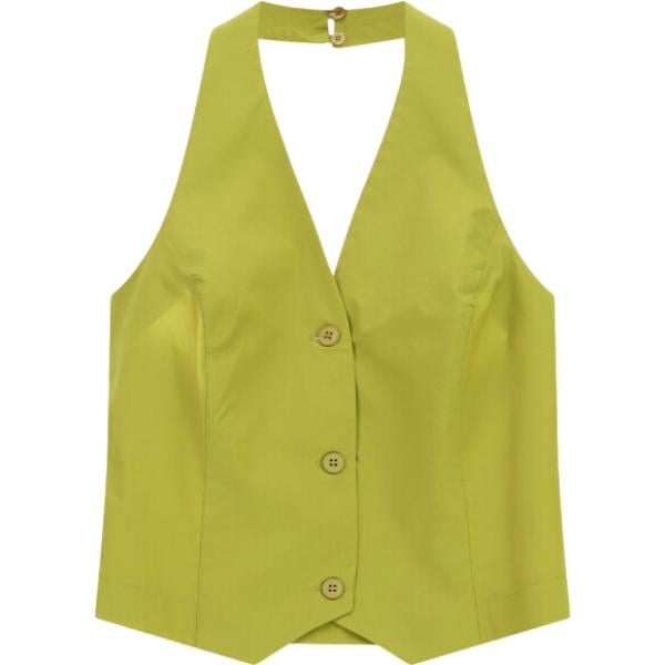 Gilet da donna in verde oliva con scollo Dixie