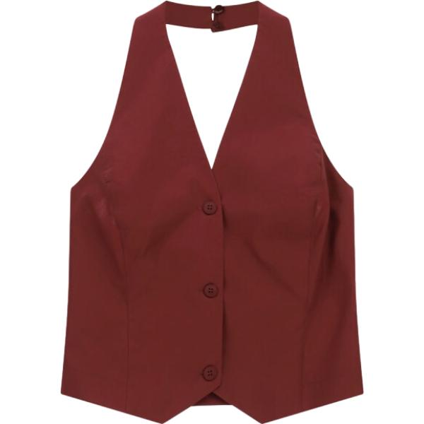 Gilet da donna in bordeaux con scollo Dixie