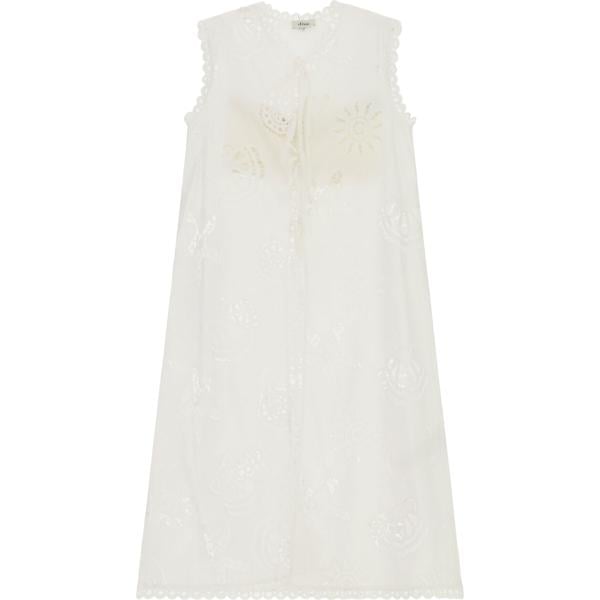 Gilet da donna in bianco neve lungo senza maniche Dixie