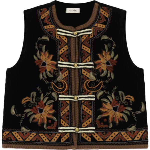 Gilet da donna in nero pece a fiori corto Dixie Dixie