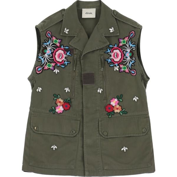 gilet Dixie verde a fiori