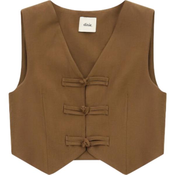 Gilet da donna in marrone scuro corto Dixie