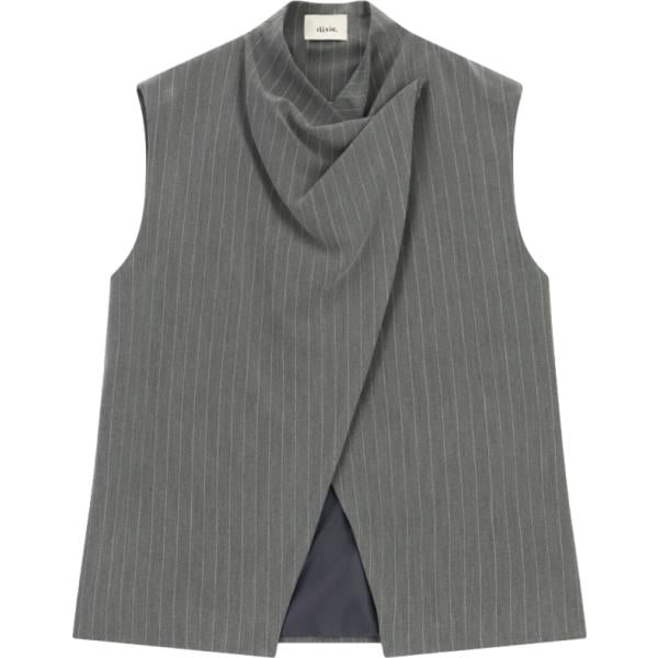 Gilet da donna in grigio scuro a righe collo alto Dixie