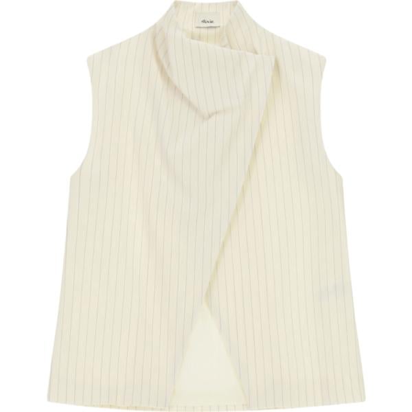 Gilet da donna in bianco avorio a righe collo alto Dixie