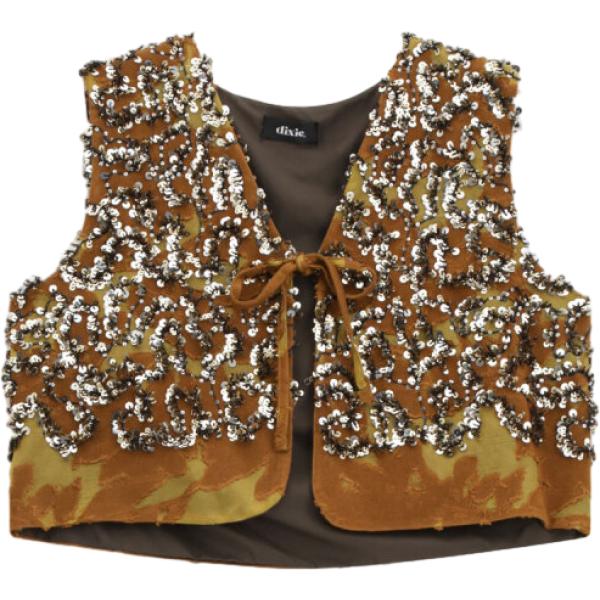 gilet Dixie marrone con stampe