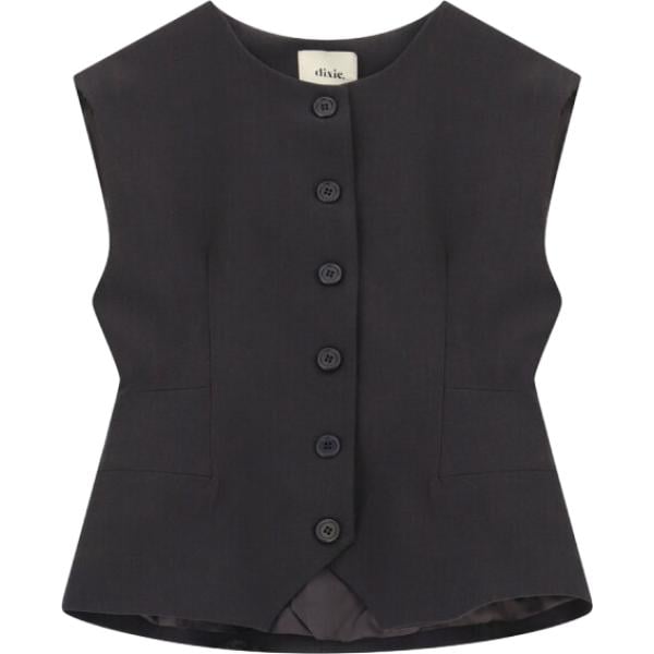 Gilet da donna in nero pece monopetto senza maniche Dixie